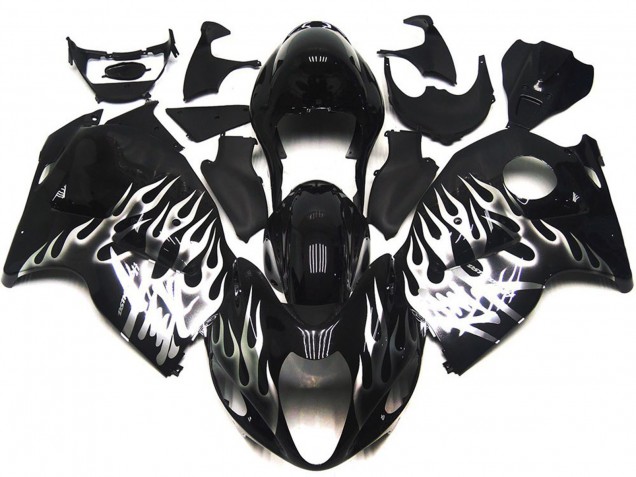 1997-2007 Gloss Black with Silver Flames Suzuki GSXR 1300 Fairings Canada