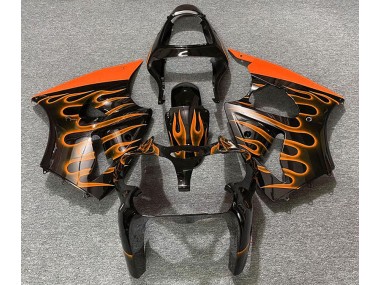 2000-2002 Gloss Black & Orange Flame Kawasaki ZX6R Fairings Canada