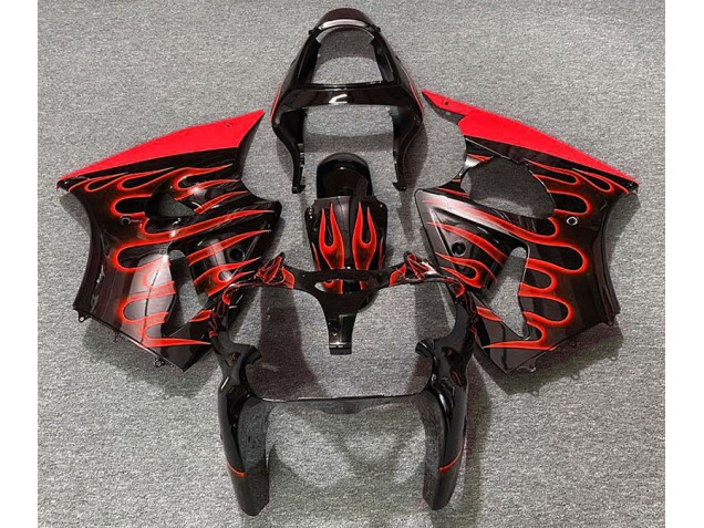 2000-2002 Gloss Black & Red Flame Kawasaki ZX6R Fairings Canada 2000-2002 Gloss Black & Red Flame Kawasaki ZX6R Fairings Canada