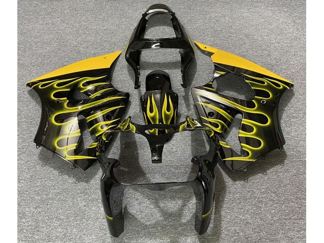 2000-2002 Gloss Black & Yellow Flame Kawasaki ZX6R Fairings Canada