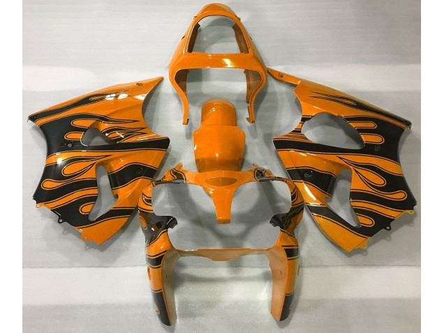 2000-2002 Orange & Black Flame Kawasaki ZX6R Fairings Canada