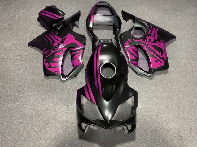2001-2003 Matte Black & Pink Skull Honda CBR600 F4i Fairings Canada