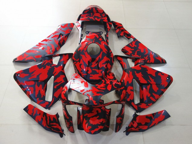 2003-2004 Matte Black and Red Camo Honda CBR600RR Fairings Canada