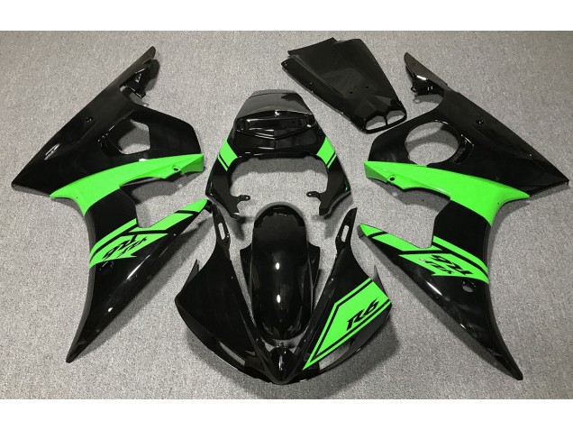 2003-2005 Gloss Black and Green Yamaha R6 Fairings Canada 2003-2005 Gloss Black and Green Yamaha R6 Fairings Canada