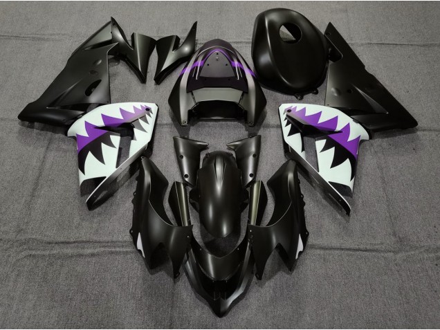 2004-2005 Matte Black and Purple Shark Kawasaki ZX10R Fairings Canada