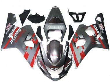 2004-2005 Silver and Red MoiStar Suzuki GSXR 600-750 Fairings Canada
