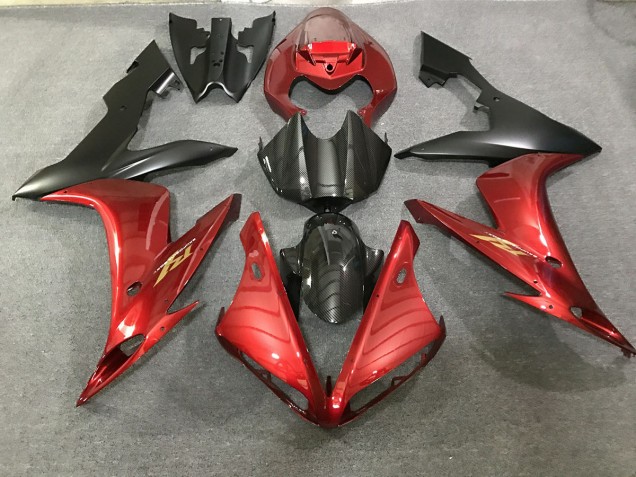2004-2006 Maroon Red and Carbon Style Yamaha R1 Fairings Canada