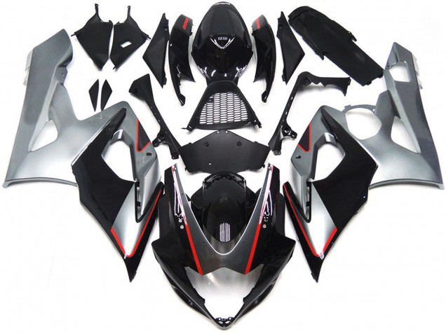 2005-2006 Black and Silver Gloss with Red Suzuki GSXR 1000 Fairings Canada 2005-2006 Black and Silver Gloss with Red Suzuki GSXR 1000 Fairings Canada