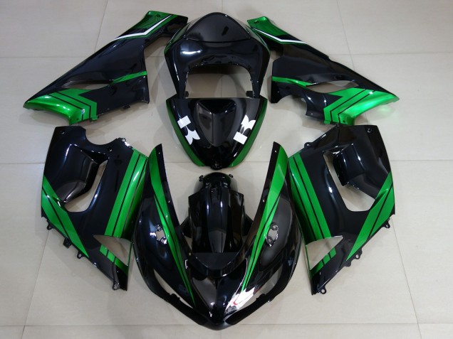 2005-2006 Gloss Black & Electric Green Kawasaki ZX6R Fairings Canada