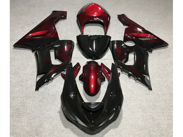 2005-2006 Gloss Black and Red Kawasaki ZX6R Fairings Canada 2005-2006 Gloss Black and Red Kawasaki ZX6R Fairings Canada
