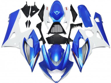 2005-2006 Gloss Blue and White with red logo and Silver Suzuki GSXR 1000 Fairings Canada