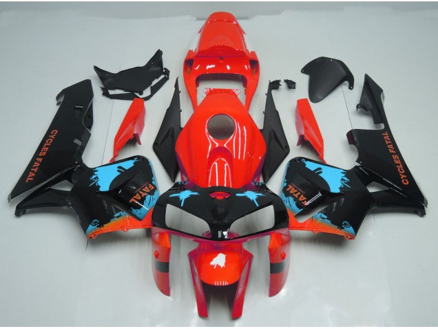 2005-2006 Light Blue Splatter on Red Honda CBR600RR Fairings Canada 2005-2006 Light Blue Splatter on Red Honda CBR600RR Fairings Canada