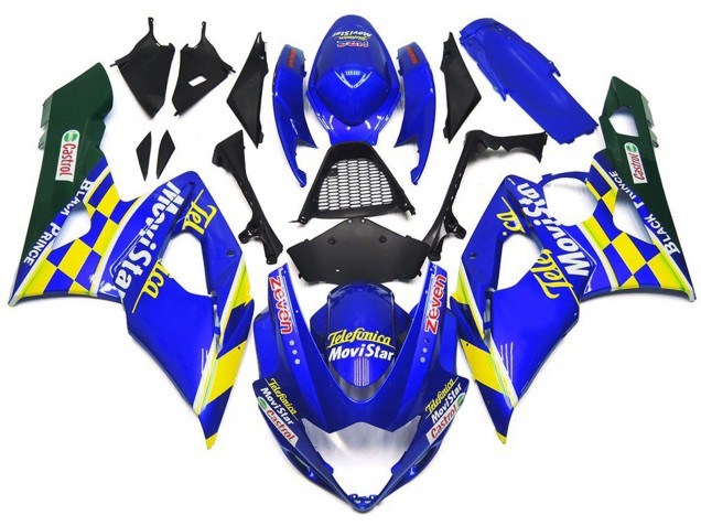 2005-2006 MoviStar Blue and Yellow Check Suzuki GSXR 1000 Fairings Canada