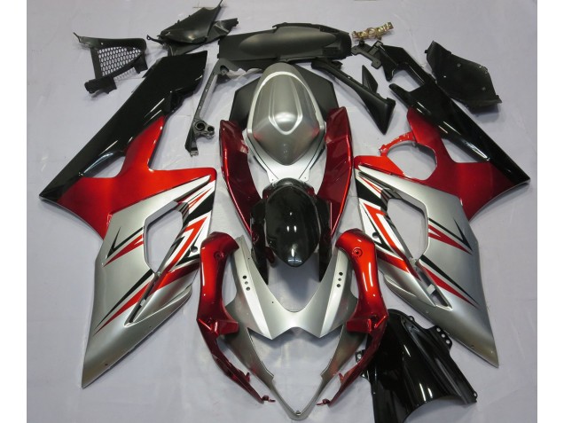 2005-2006 Red and Silver Suzuki GSXR 1000 Fairings Canada