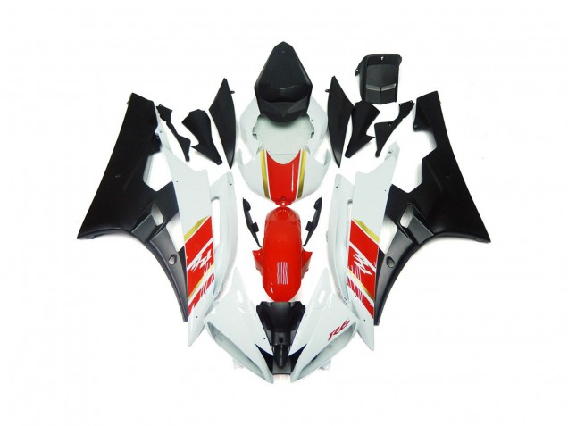2006-2007 Custom Matte Black and Red with White Yamaha R6 Fairings Canada