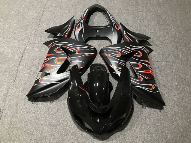 2006-2007 Matte Black & Flame Kawasaki ZX10R Fairings Canada 2006-2007 Matte Black & Flame Kawasaki ZX10R Fairings Canada