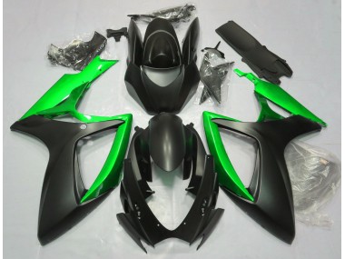 2006-2007 Matte Black & Green Suzuki GSXR 600-750 Fairings Canada