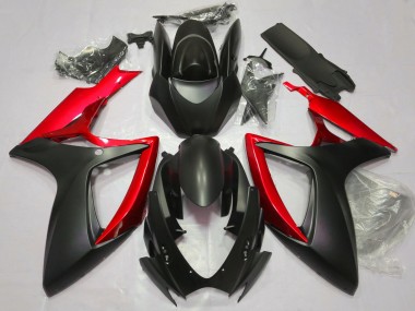 2006-2007 Matte Black & Red Suzuki GSXR 600-750 Fairings Canada