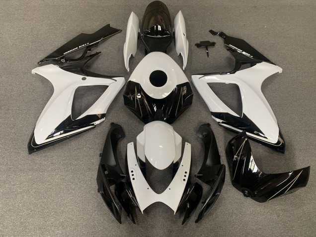 2006-2007 Matte Black and Gloss White Suzuki GSXR 600-750 Fairings Canada