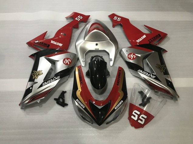 2006-2007 Shiny Silver & Red Kawasaki ZX10R Fairings Canada 2006-2007 Shiny Silver & Red Kawasaki ZX10R Fairings Canada