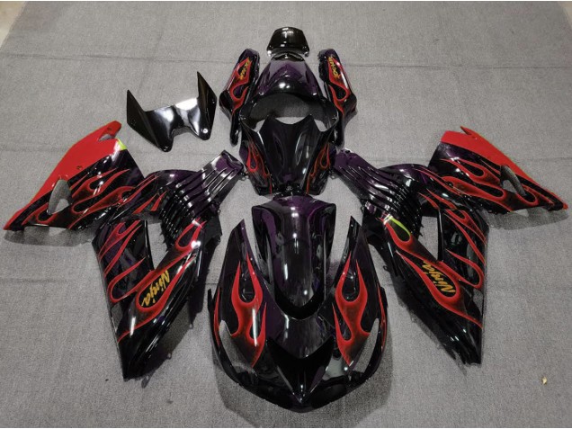 2006-2011 Red Flame Kawasaki ZX14R Fairings Canada 2006-2011 Red Flame Kawasaki ZX14R Fairings Canada