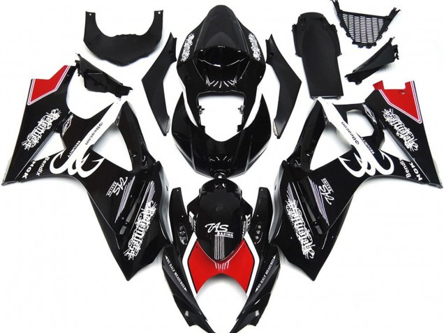 2007-2008 Black and White with Red Skrib Suzuki GSXR 1000 Fairings Canada 2007-2008 Black and White with Red Skrib Suzuki GSXR 1000 Fairings Canada