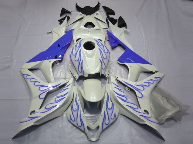 2007-2008 Blue Flame on White Honda CBR600RR Fairings Canada 2007-2008 Blue Flame on White Honda CBR600RR Fairings Canada