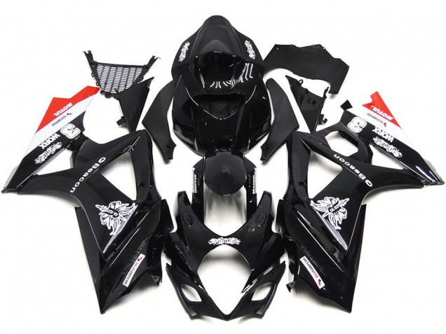 2007-2008 Custom Black with hint of white and red Suzuki GSXR 1000 Fairings Canada