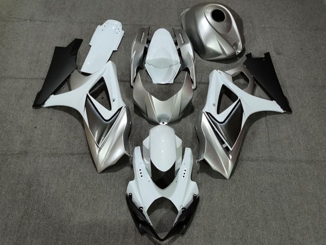 2007-2008 Custom Silver White with Black Suzuki GSXR 1000 Fairings Canada