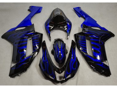 2007-2008 Gloss Black & Blue Flame Kawasaki ZX6R Fairings Canada