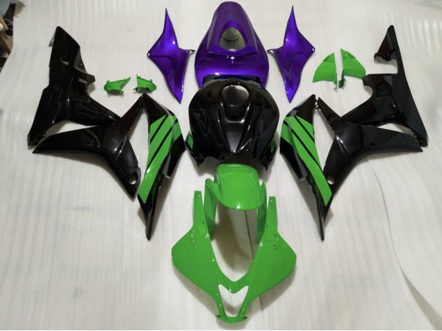 2007-2008 Gloss Black & Green and Purple Accents Honda CBR600RR Fairings Canada 2007-2008 Gloss Black & Green and Purple Accents Honda CBR600RR Fairings Canada