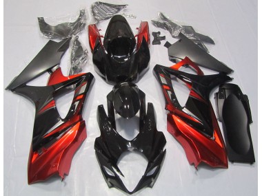 2007-2008 Gloss Black and Red Suzuki GSXR 1000 Fairings Canada