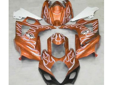 2007-2008 Gloss Orange and White Flame Suzuki GSXR 1000 Fairings Canada