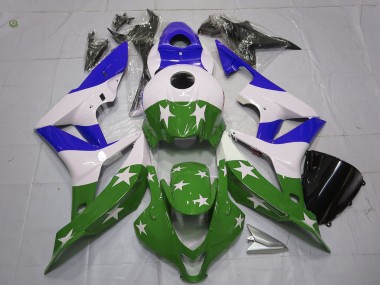2007-2008 Green and Blue Stars and Stripes Honda CBR600RR Fairings Canada