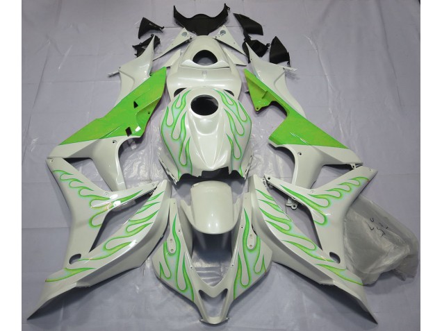2007-2008 Lime Green Flame on White Honda CBR600RR Fairings Canada 2007-2008 Lime Green Flame on White Honda CBR600RR Fairings Canada