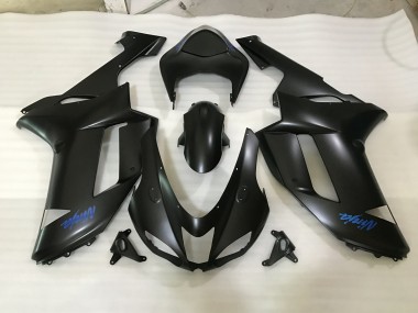 2007-2008 Matte Black & Blue logo Kawasaki ZX6R Fairings Canada