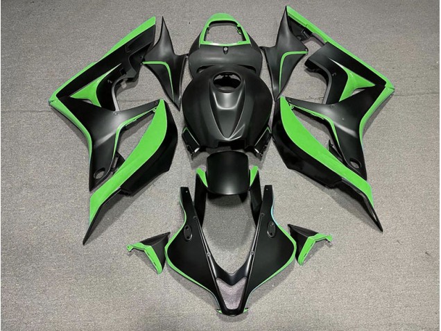 2007-2008 Matte Black & Green Honda CBR600RR Fairings Canada 2007-2008 Matte Black & Green Honda CBR600RR Fairings Canada