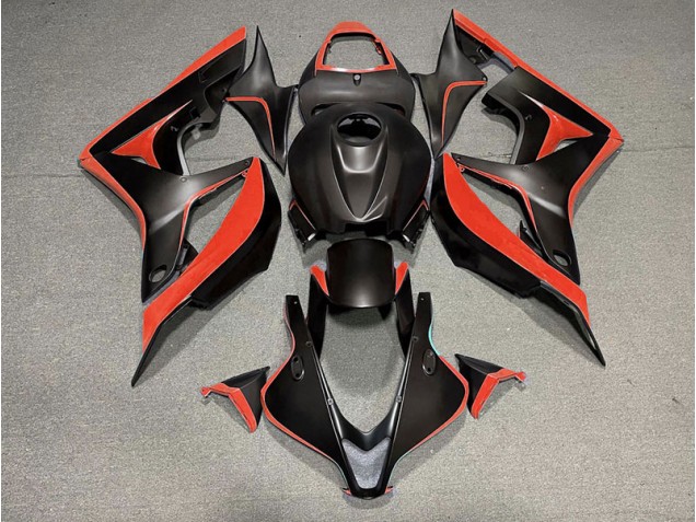 2007-2008 Matte Black & Red Honda CBR600RR Fairings Canada