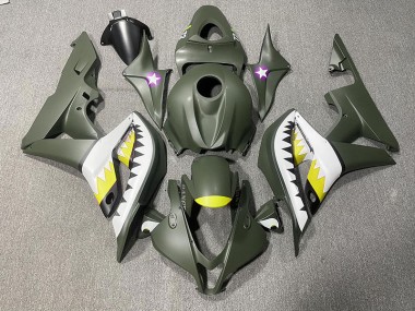 2007-2008 Matte Green & Yellow Shark Honda CBR600RR Fairings Canada