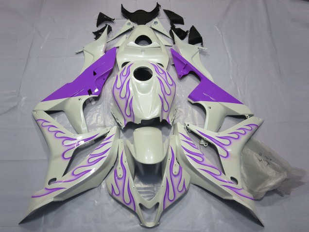 2007-2008 Purple Flame on White Honda CBR600RR Fairings Canada 2007-2008 Purple Flame on White Honda CBR600RR Fairings Canada