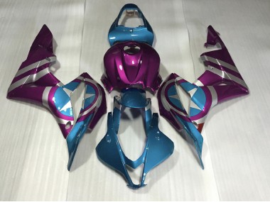2007-2008 Purple and Light Blue Captain America Honda CBR600RR Fairings Canada