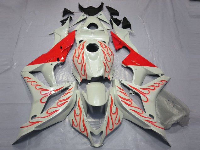 2007-2008 Red Flame on White Honda CBR600RR Fairings Canada 2007-2008 Red Flame on White Honda CBR600RR Fairings Canada