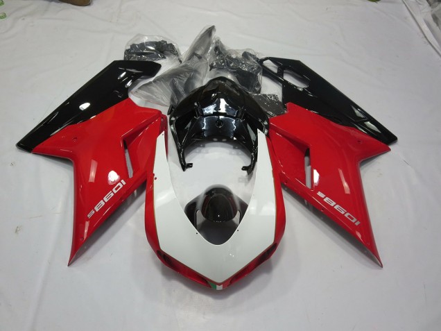 2007-2012 Black Red and White Ducati 848 1098 1198 Fairings Canada