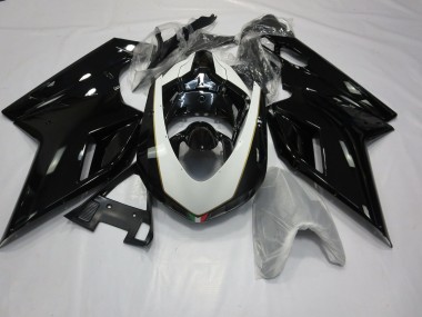 2007-2012 Gloss Black and White Ducati 848 1098 1198 Fairings Canada