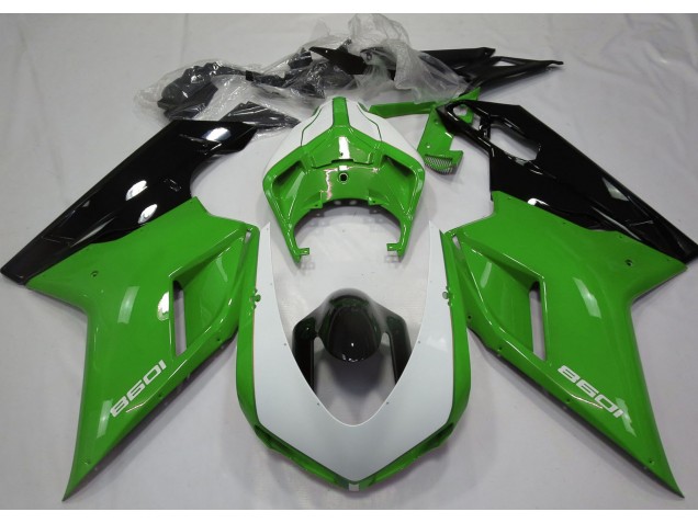 2007-2012 Gloss Green & White Ducati 848 1098 1198 Fairings Canada 2007-2012 Gloss Green & White Ducati 848 1098 1198 Fairings Canada
