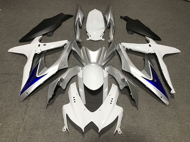 2008-2010 Gloss White With Silver and blue Matte Black Lower Suzuki GSXR 600-750 Fairings Canada 2008-2010 Gloss White With Silver and blue Matte Black Lower Suzuki GSXR 600-750 Fairings Canada
