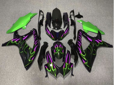 2008-2010 Green and Magenta Flame Suzuki GSXR 600-750 Fairings Canada