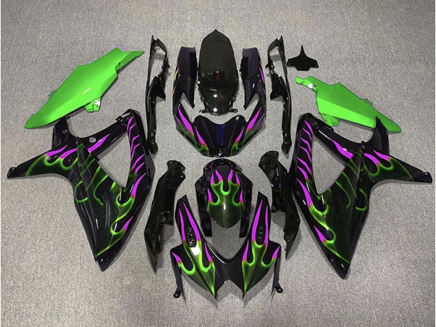 2008-2010 Green and Magenta Flame Suzuki GSXR 600-750 Fairings Canada 2008-2010 Green and Magenta Flame Suzuki GSXR 600-750 Fairings Canada