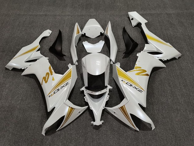 2008-2010 Pearl White & Gold Kawasaki ZX10R Fairings Canada 2008-2010 Pearl White & Gold Kawasaki ZX10R Fairings Canada