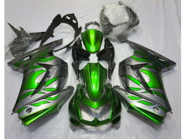 2008-2013 Green and Silver Flame Kawasaki Ninja 250 Fairings Canada